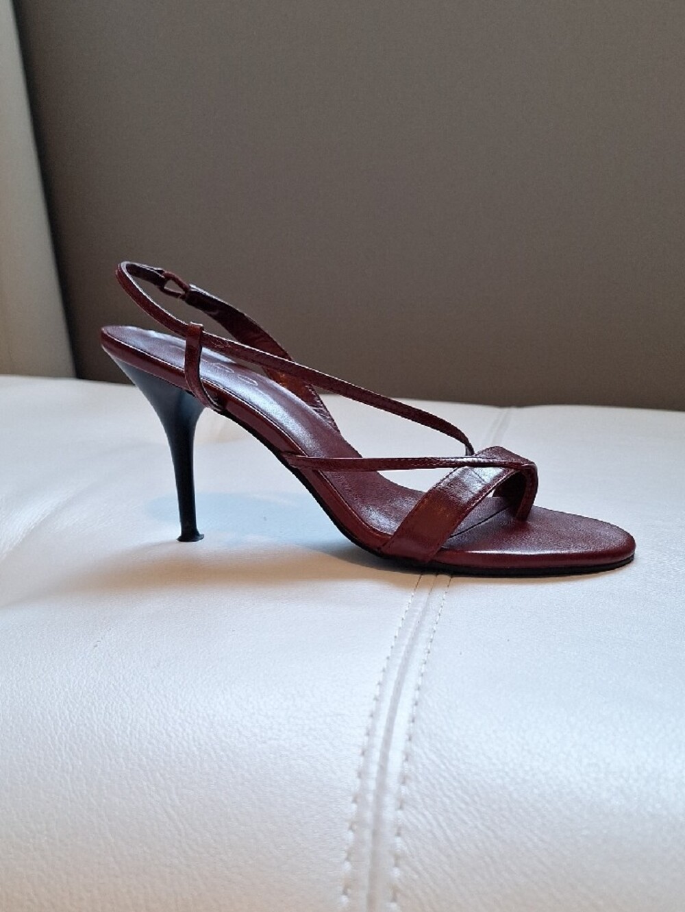 ALDO Burgundy Leather Strappy Slingback Heels